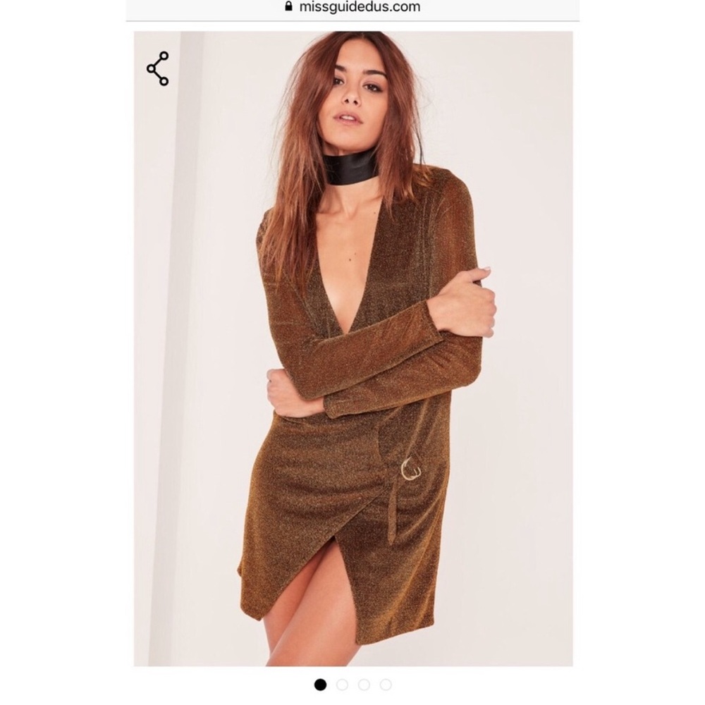 Missguided glitter shimmer wrap tunic dress